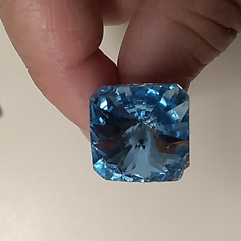 Vintage Blue Crystal Earrings, some Stone Missing
